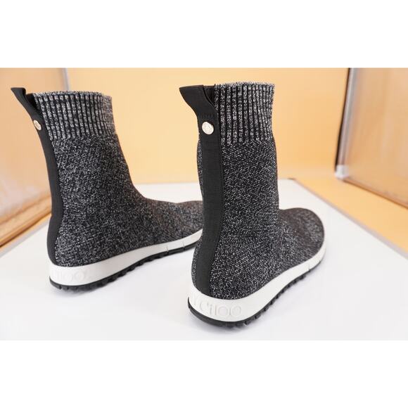 Jimmy Choo Norway Black Silver Lurex Sock Ankle Boot SZ 38 Sneaker Women's $850 - Picture 8 of 10